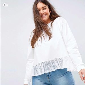 ASOS CURVE Sweat With Lace Hem